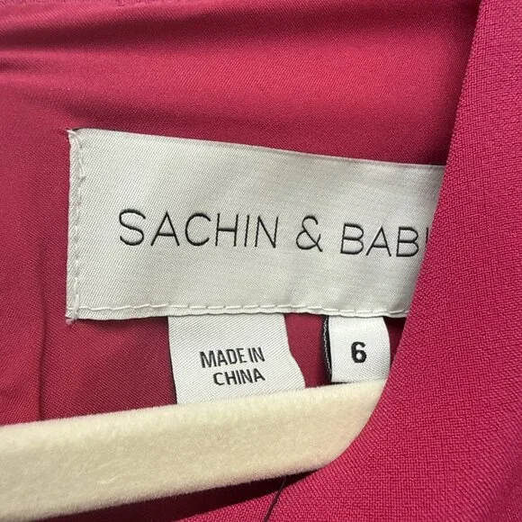 New Sachin & Babi Size 6 Pink Dee Sheath Dress Long Sleeve Passionfruit NWT - Picture 4 of 10